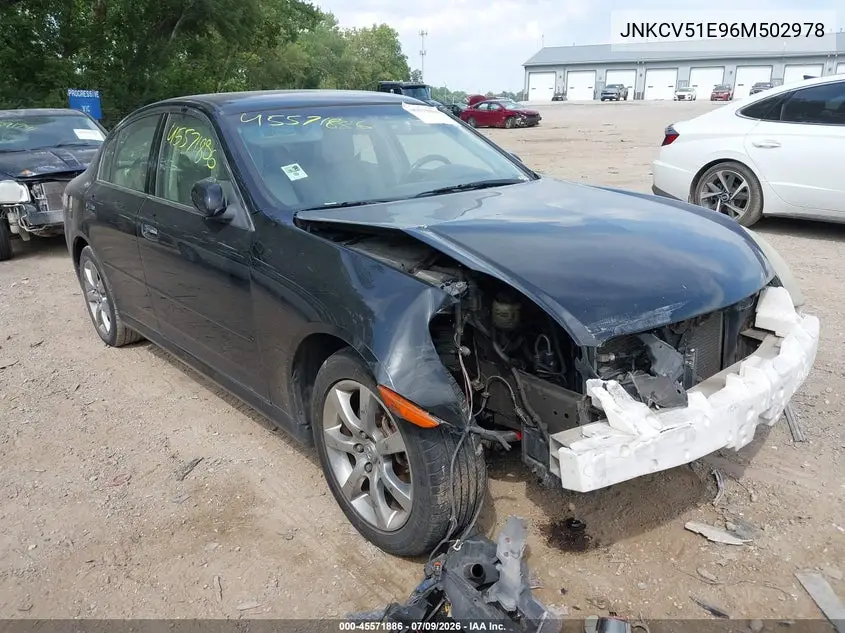 2006 Infiniti G35 VIN: JNKCV51E96M502978 Lot: 45571886