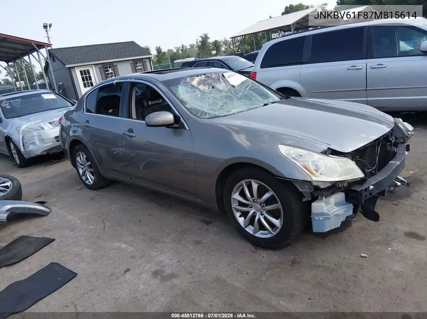 2007 Infiniti G35X VIN: JNKBV61F87M815614 Lot: 45512766