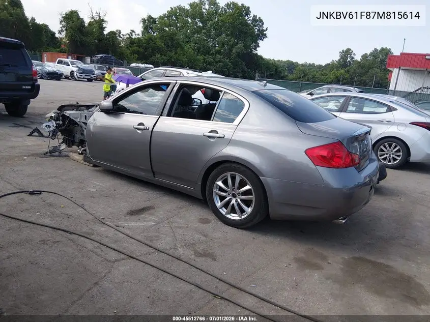 2007 Infiniti G35X VIN: JNKBV61F87M815614 Lot: 45512766