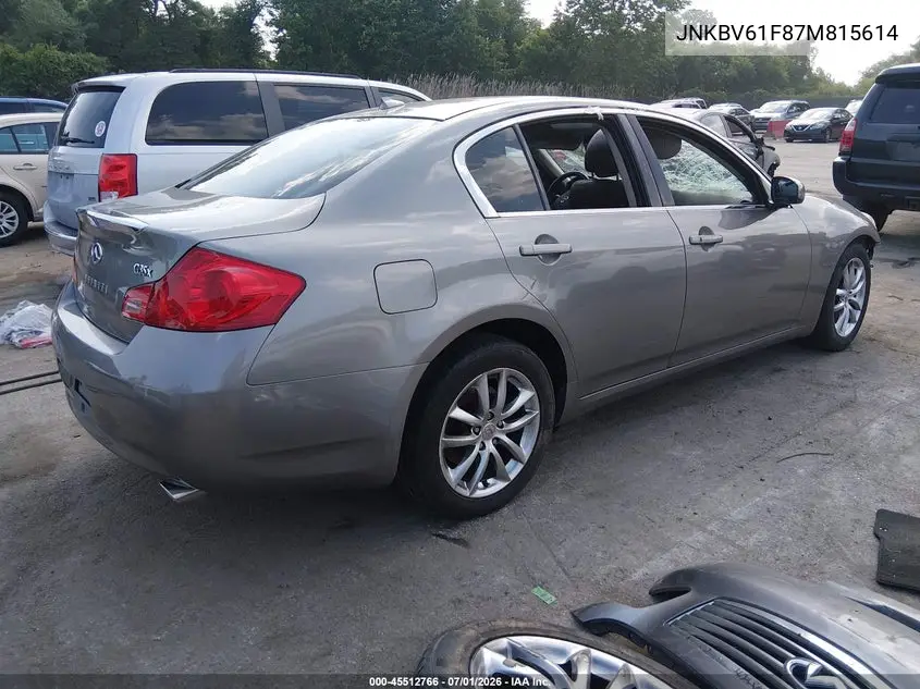 2007 Infiniti G35X VIN: JNKBV61F87M815614 Lot: 45512766