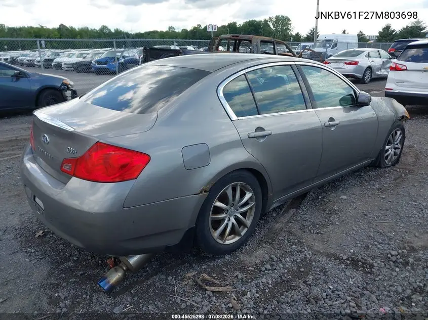 2007 Infiniti G35X VIN: JNKBV61F27M803698 Lot: 45525298