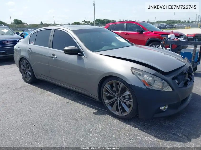 2007 Infiniti G35 Sport W/6-Speed Manual VIN: JNKBV61E87M722745 Lot: 45618302