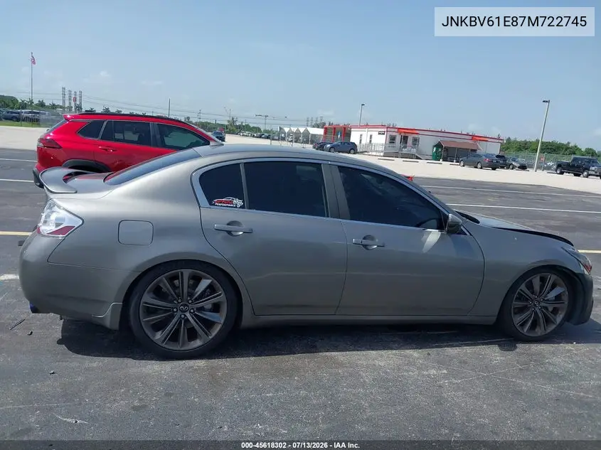 2007 Infiniti G35 Sport W/6-Speed Manual VIN: JNKBV61E87M722745 Lot: 45618302