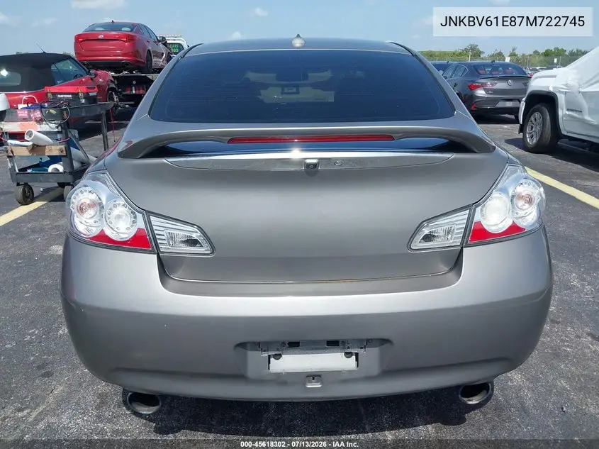 2007 Infiniti G35 Sport W/6-Speed Manual VIN: JNKBV61E87M722745 Lot: 45618302