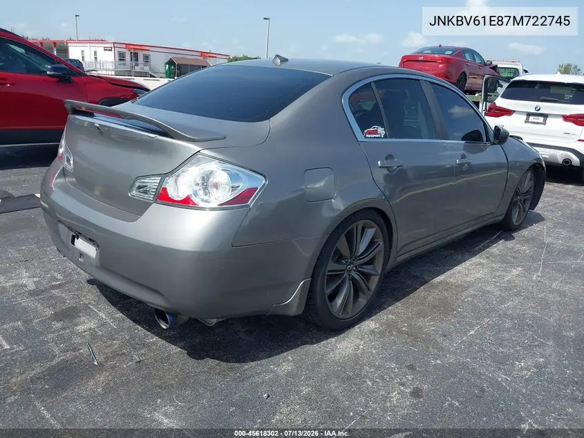 2007 Infiniti G35 Sport W/6-Speed Manual VIN: JNKBV61E87M722745 Lot: 45618302