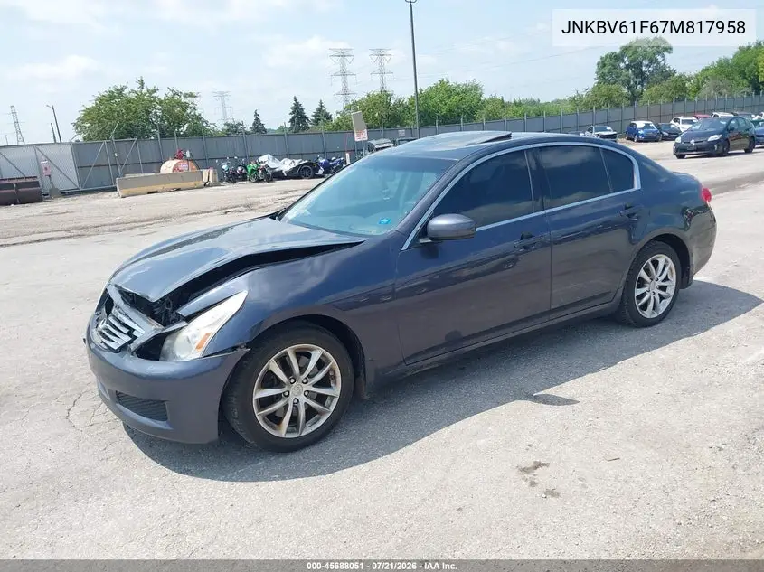 2007 Infiniti G35X VIN: JNKBV61F67M817958 Lot: 45688051