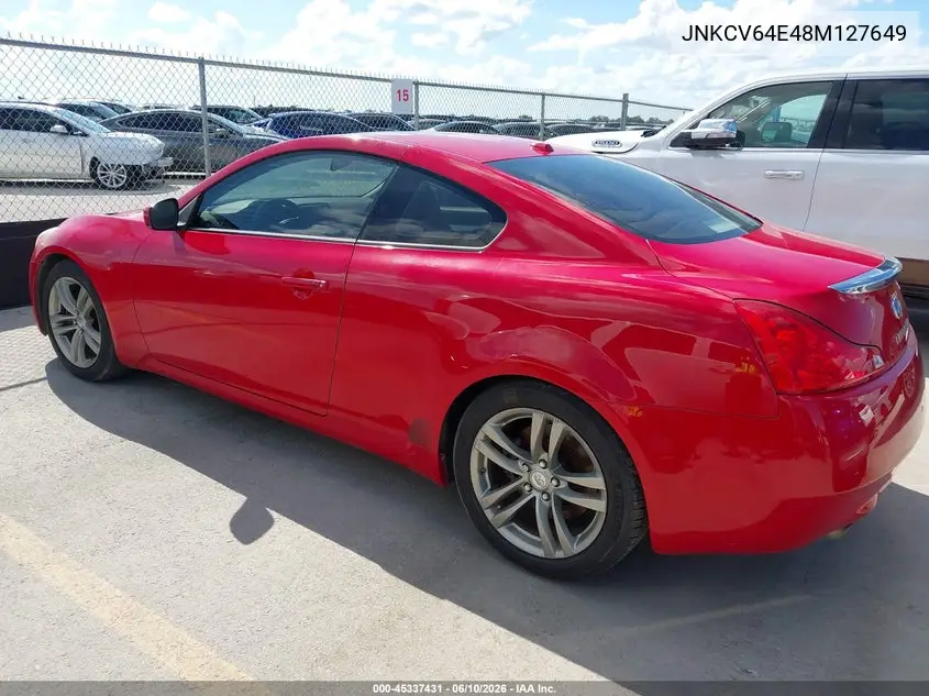 2008 Infiniti G37 Journey VIN: JNKCV64E48M127649 Lot: 45337431