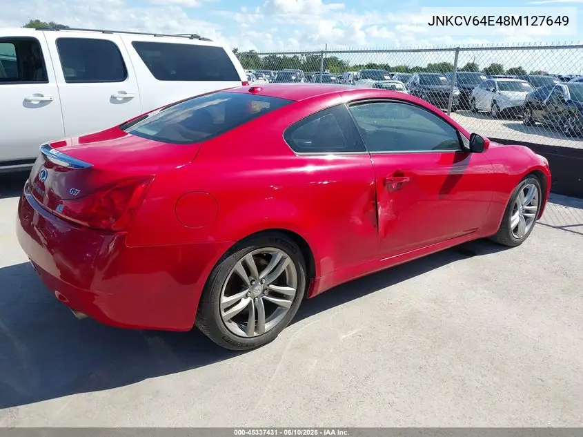 2008 Infiniti G37 Journey VIN: JNKCV64E48M127649 Lot: 45337431