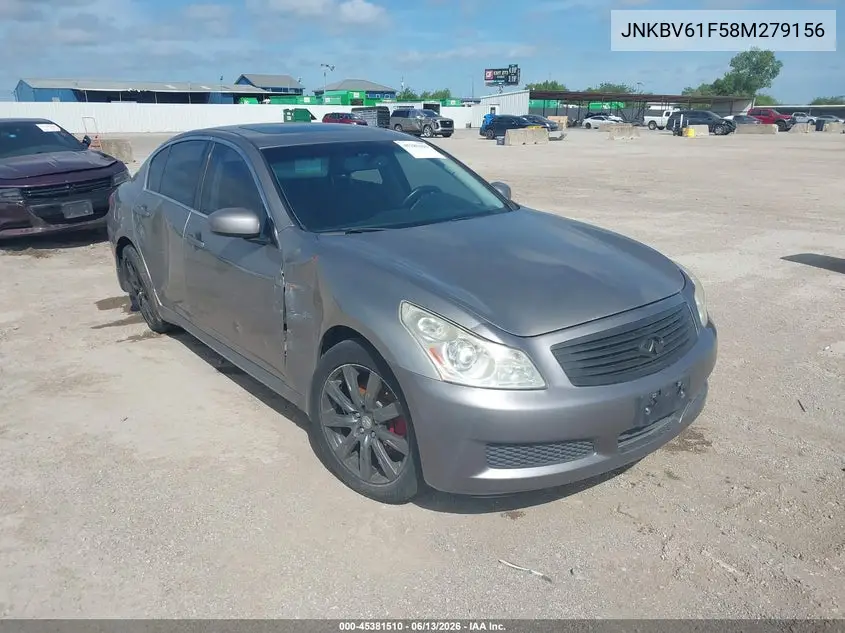 2008 Infiniti G35X VIN: JNKBV61F58M279156 Lot: 45381510