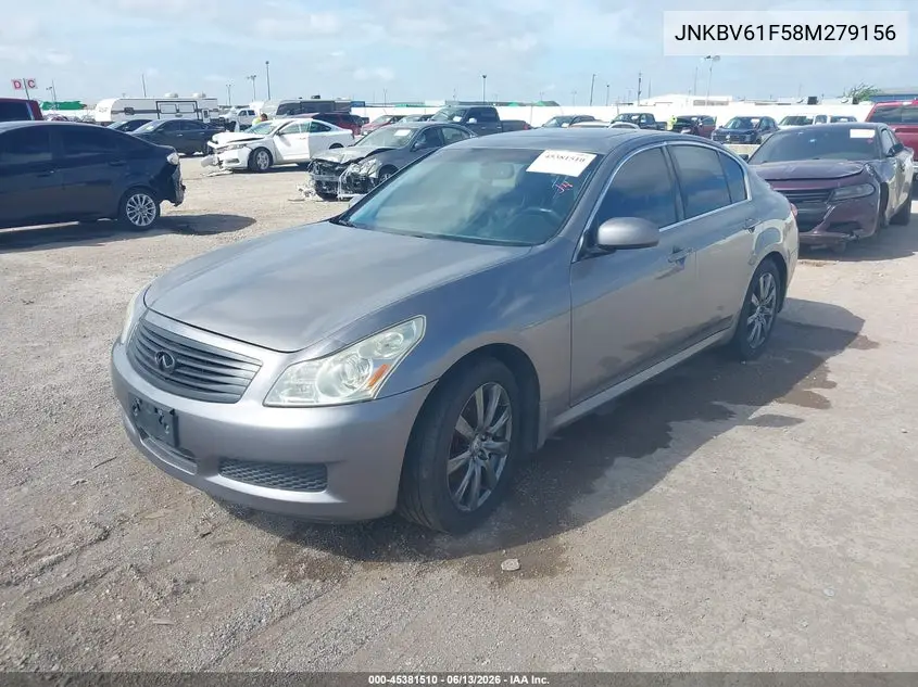 2008 Infiniti G35X VIN: JNKBV61F58M279156 Lot: 45381510