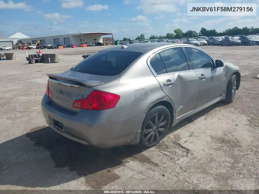 2008 Infiniti G35X VIN: JNKBV61F58M279156 Lot: 45381510