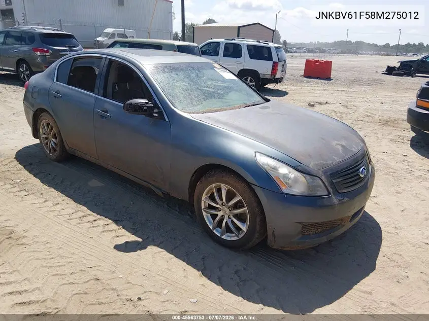 2008 Infiniti G35X VIN: JNKBV61F58M275012 Lot: 45563753