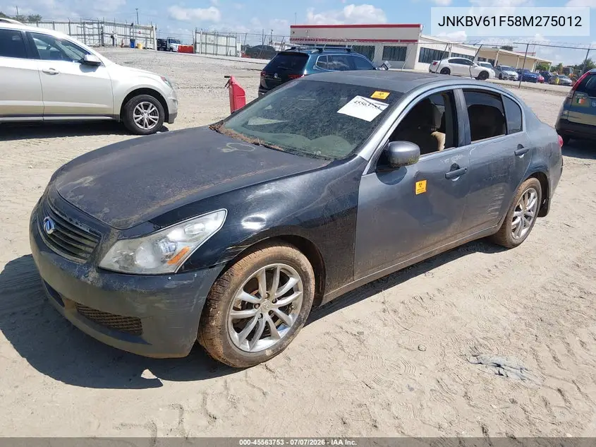 2008 Infiniti G35X VIN: JNKBV61F58M275012 Lot: 45563753