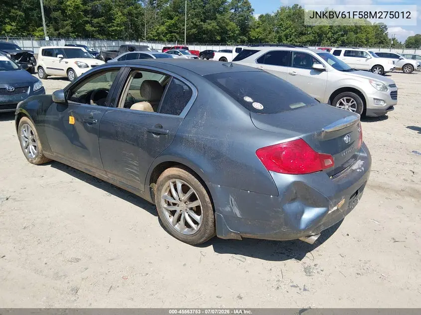 2008 Infiniti G35X VIN: JNKBV61F58M275012 Lot: 45563753