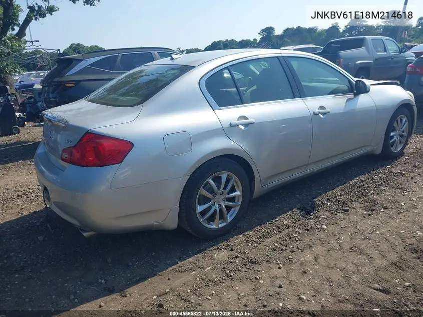 2008 Infiniti G35 Journey VIN: JNKBV61E18M214618 Lot: 45565822