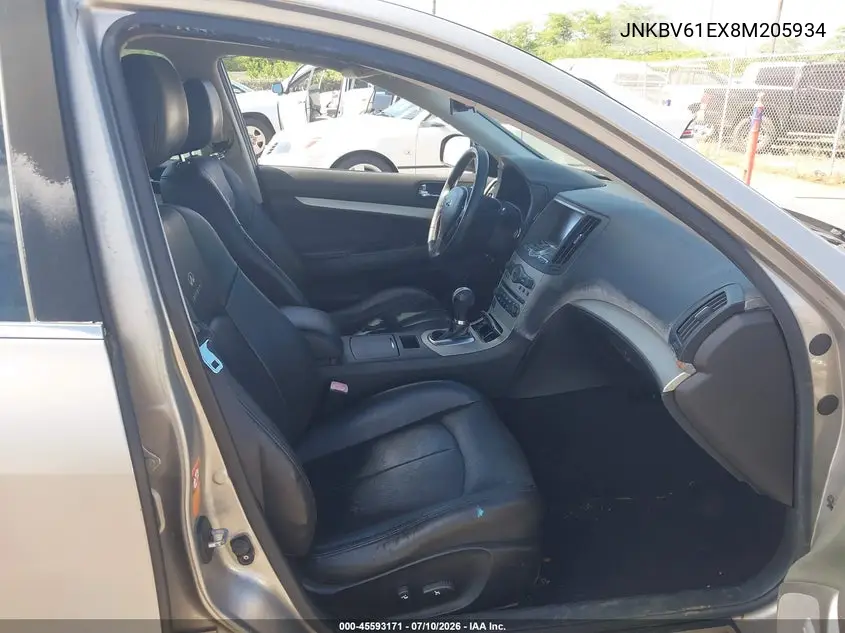 2008 Infiniti G35 VIN: JNKBV61EX8M205934 Lot: 45593171