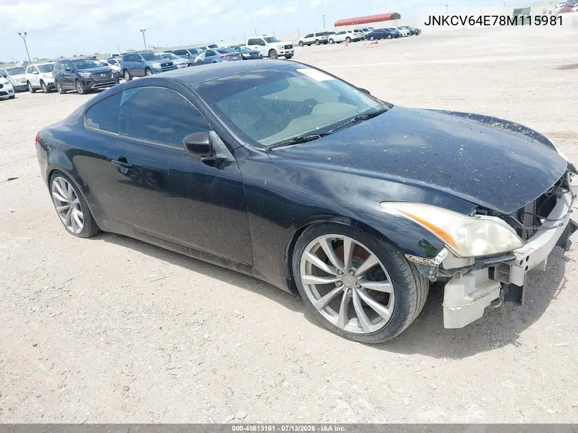 2008 Infiniti G37 Journey VIN: JNKCV64E78M115981 Lot: 45613161