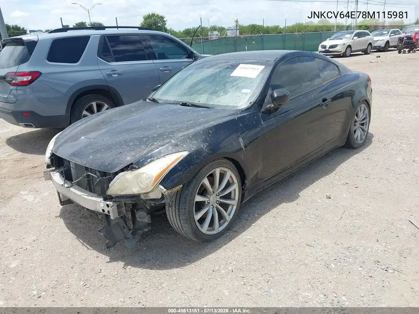 2008 Infiniti G37 Journey VIN: JNKCV64E78M115981 Lot: 45613161