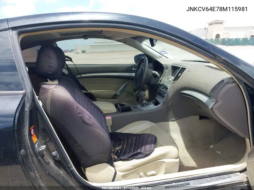 2008 Infiniti G37 Journey VIN: JNKCV64E78M115981 Lot: 45613161
