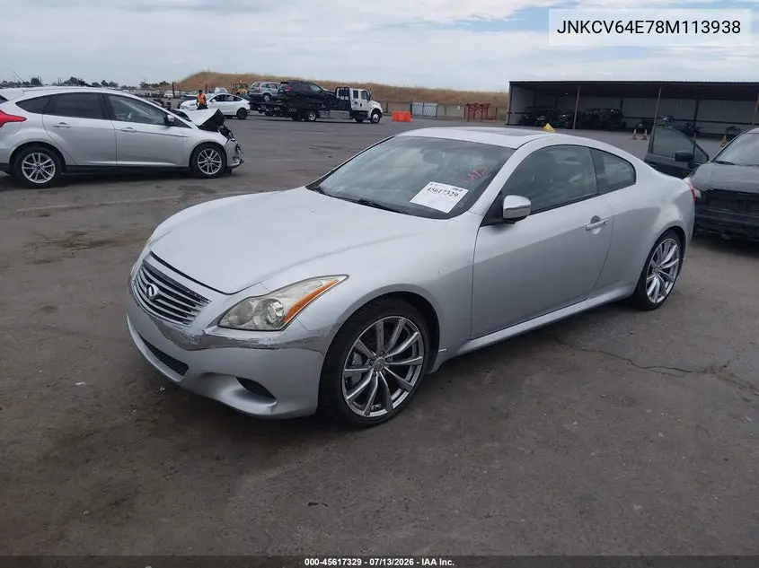 2008 Infiniti G37 Journey VIN: JNKCV64E78M113938 Lot: 45617329