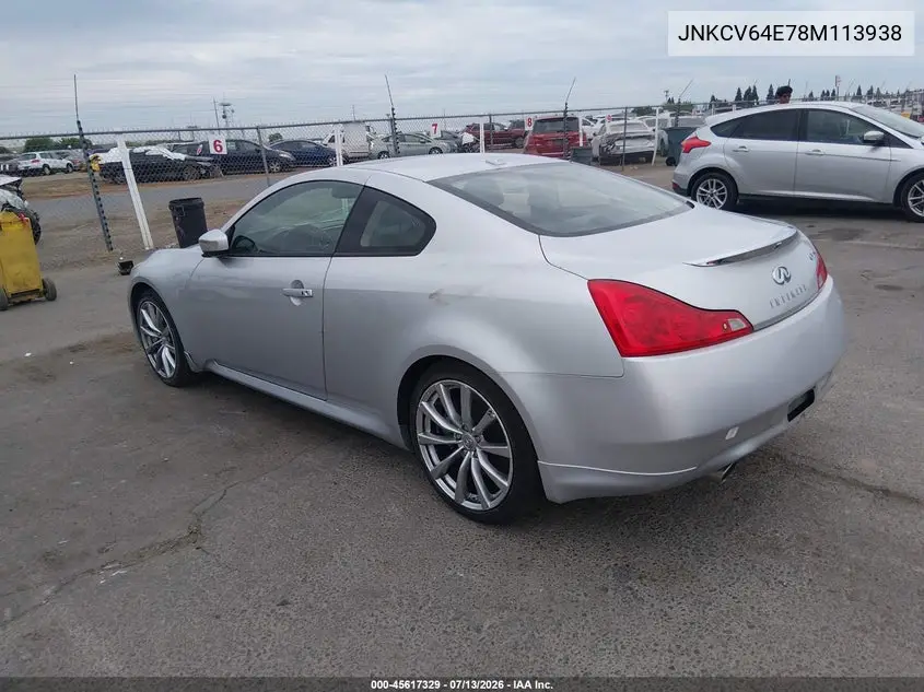 2008 Infiniti G37 Journey VIN: JNKCV64E78M113938 Lot: 45617329