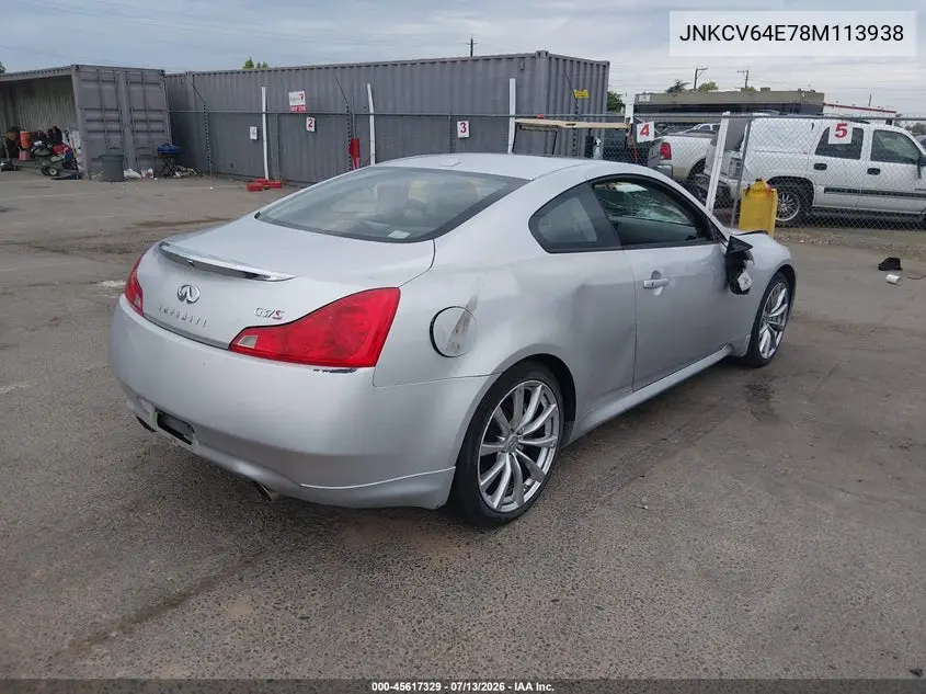 2008 Infiniti G37 Journey VIN: JNKCV64E78M113938 Lot: 45617329