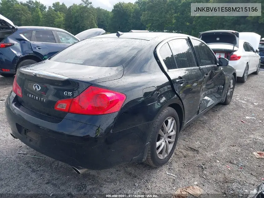 2008 Infiniti G35 Journey VIN: JNKBV61E58M215156 Lot: 45619351