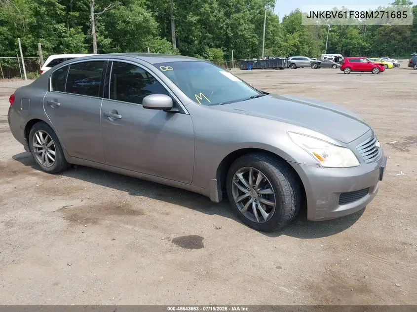2008 Infiniti G35X VIN: JNKBV61F38M271685 Lot: 45643663