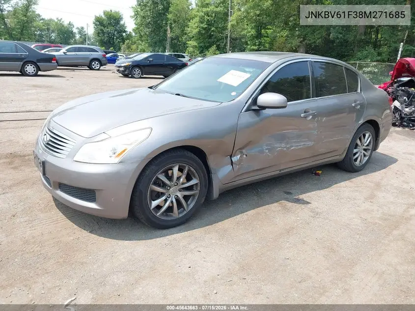 2008 Infiniti G35X VIN: JNKBV61F38M271685 Lot: 45643663