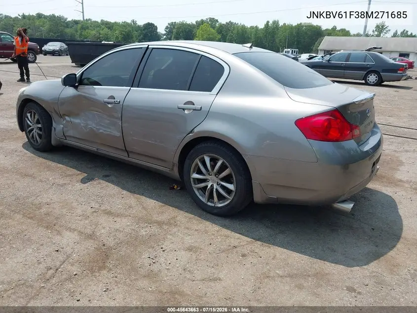 2008 Infiniti G35X VIN: JNKBV61F38M271685 Lot: 45643663