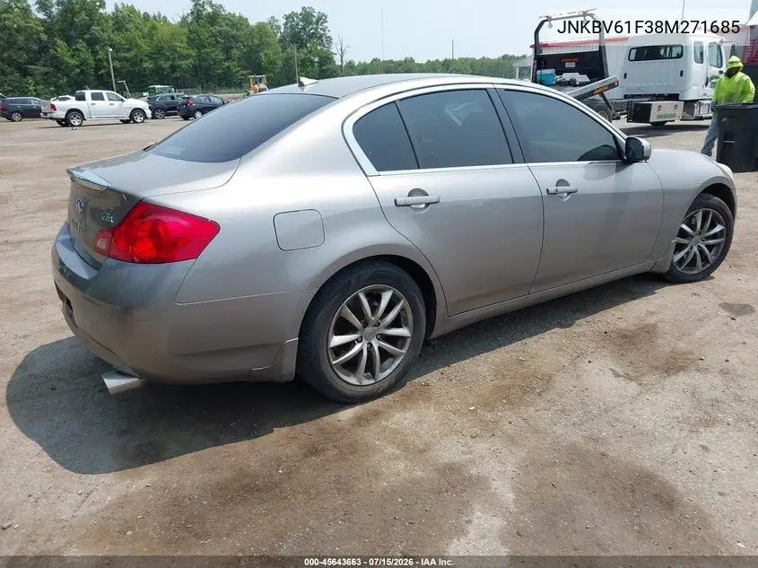 2008 Infiniti G35X VIN: JNKBV61F38M271685 Lot: 45643663