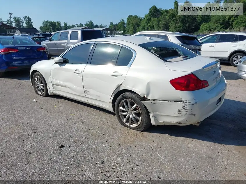 2009 Infiniti G37X VIN: JNKCV61F19M351377 Lot: 45625110