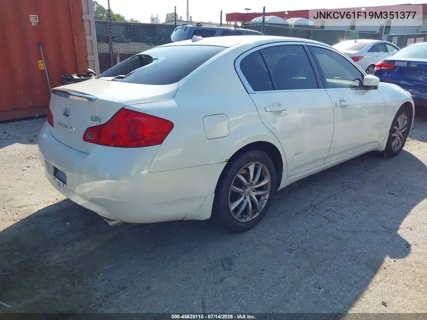 2009 Infiniti G37X VIN: JNKCV61F19M351377 Lot: 45625110