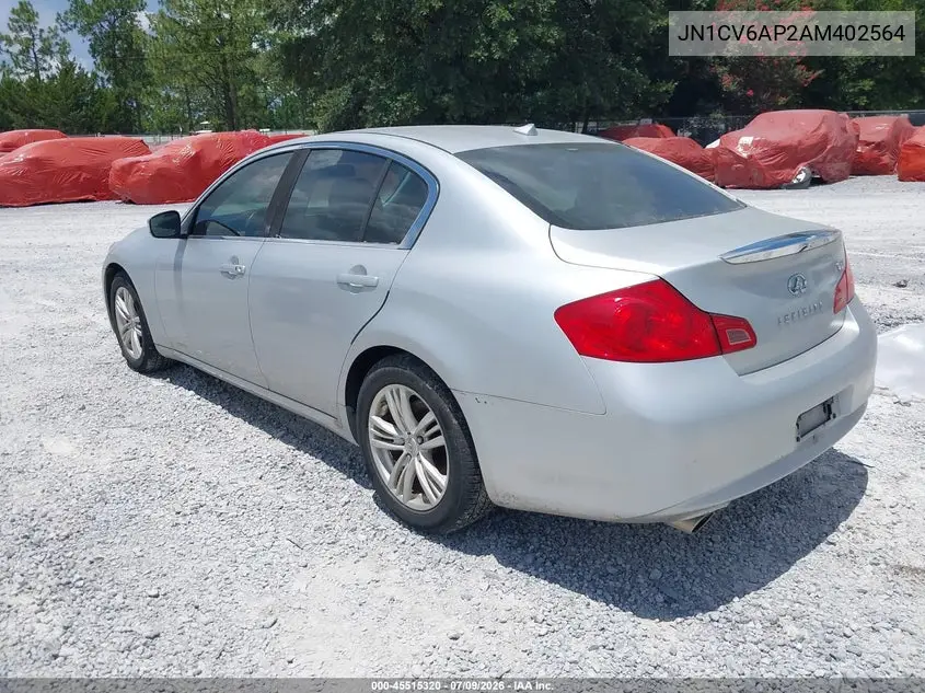 2010 Infiniti G37 Journey VIN: JN1CV6AP2AM402564 Lot: 45515320