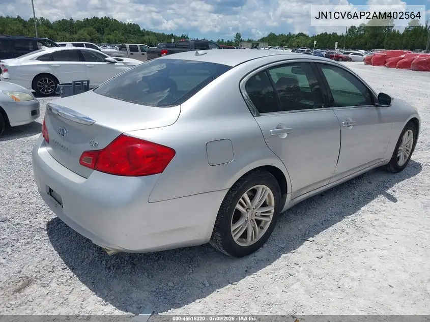 2010 Infiniti G37 Journey VIN: JN1CV6AP2AM402564 Lot: 45515320