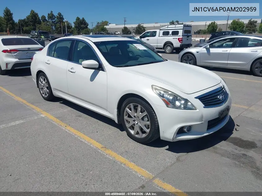 2010 Infiniti G37 S Sport VIN: JN1CV6AP0AM202959 Lot: 45594458