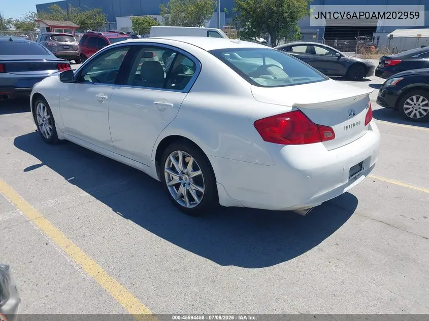 2010 Infiniti G37 S Sport VIN: JN1CV6AP0AM202959 Lot: 45594458