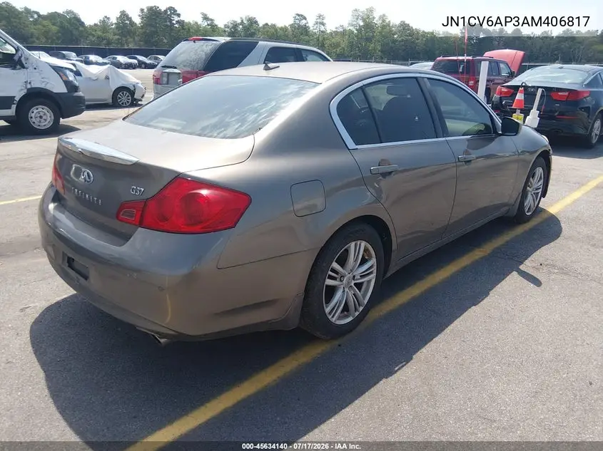 2010 Infiniti G37 Journey VIN: JN1CV6AP3AM406817 Lot: 45634140