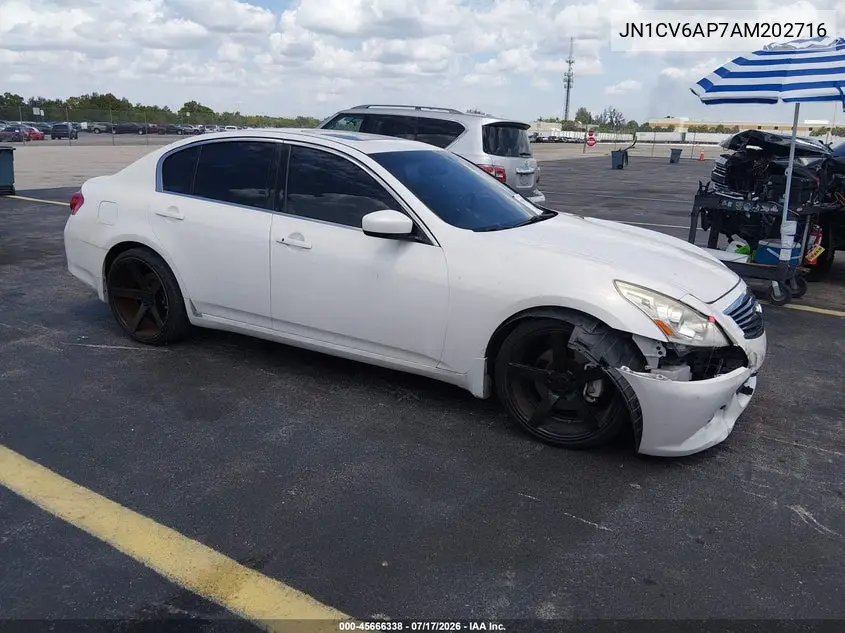 2010 Infiniti G37 Journey VIN: JN1CV6AP7AM202716 Lot: 45666338