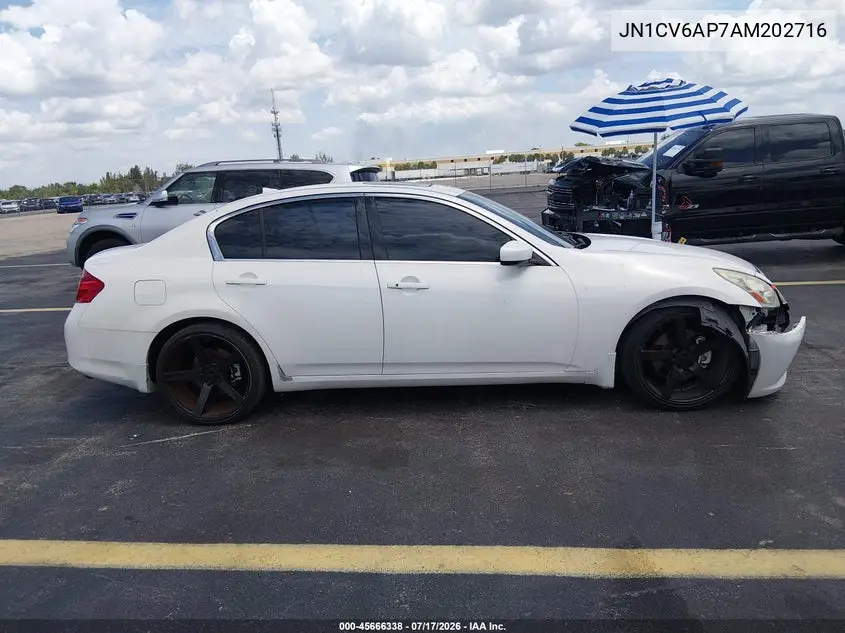 2010 Infiniti G37 Journey VIN: JN1CV6AP7AM202716 Lot: 45666338