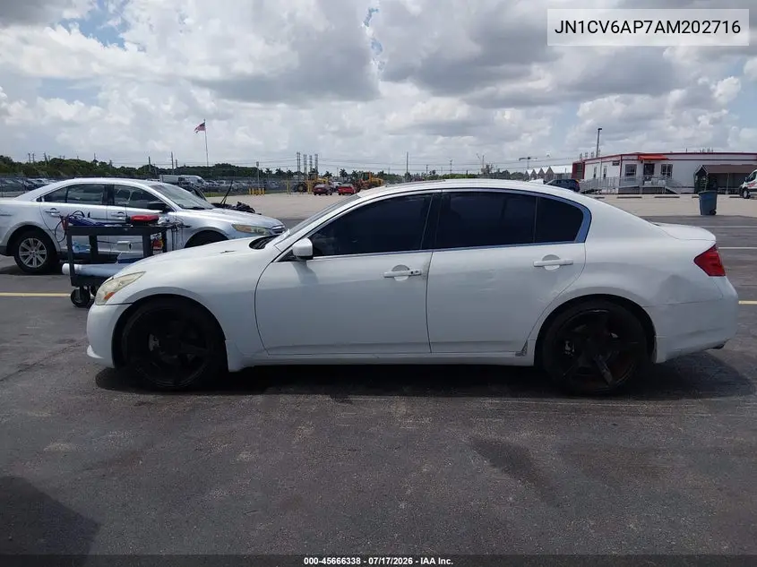2010 Infiniti G37 Journey VIN: JN1CV6AP7AM202716 Lot: 45666338