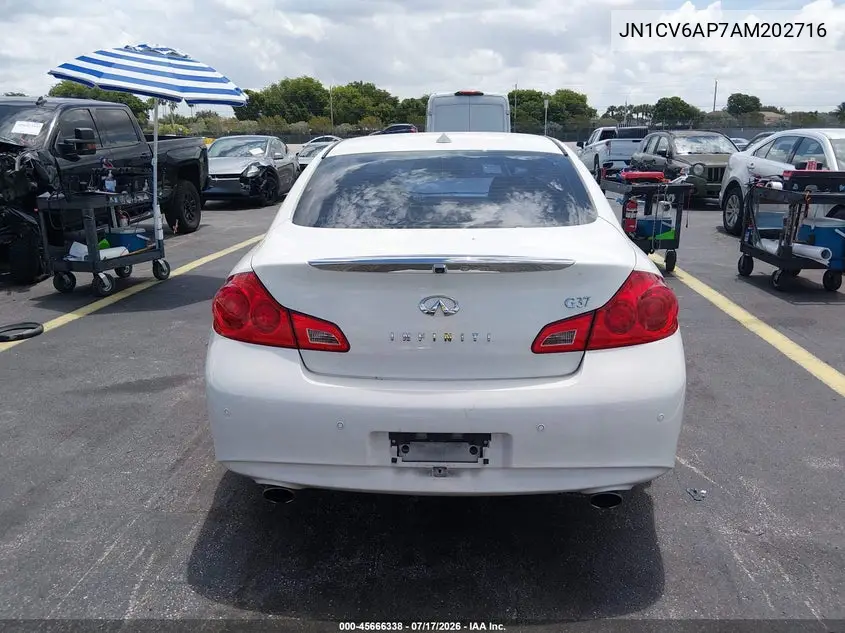 2010 Infiniti G37 Journey VIN: JN1CV6AP7AM202716 Lot: 45666338