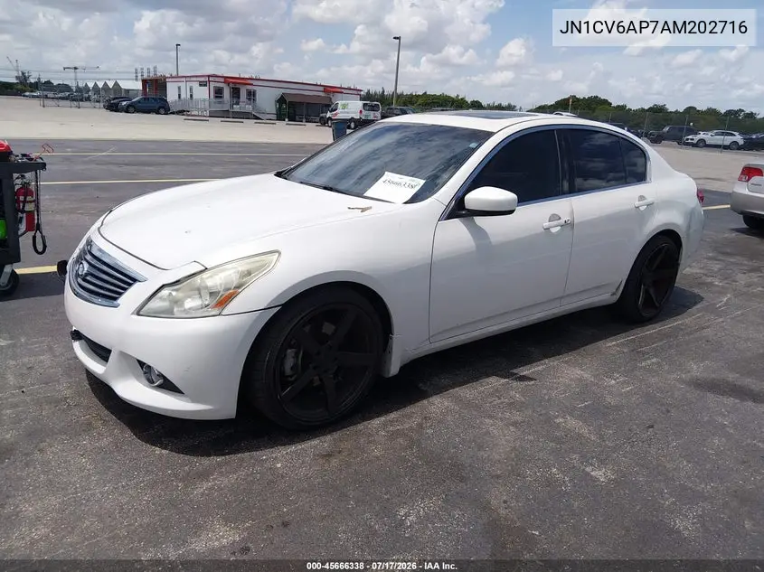 2010 Infiniti G37 Journey VIN: JN1CV6AP7AM202716 Lot: 45666338