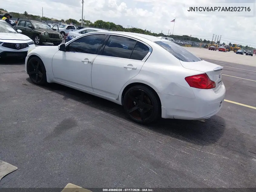 2010 Infiniti G37 Journey VIN: JN1CV6AP7AM202716 Lot: 45666338