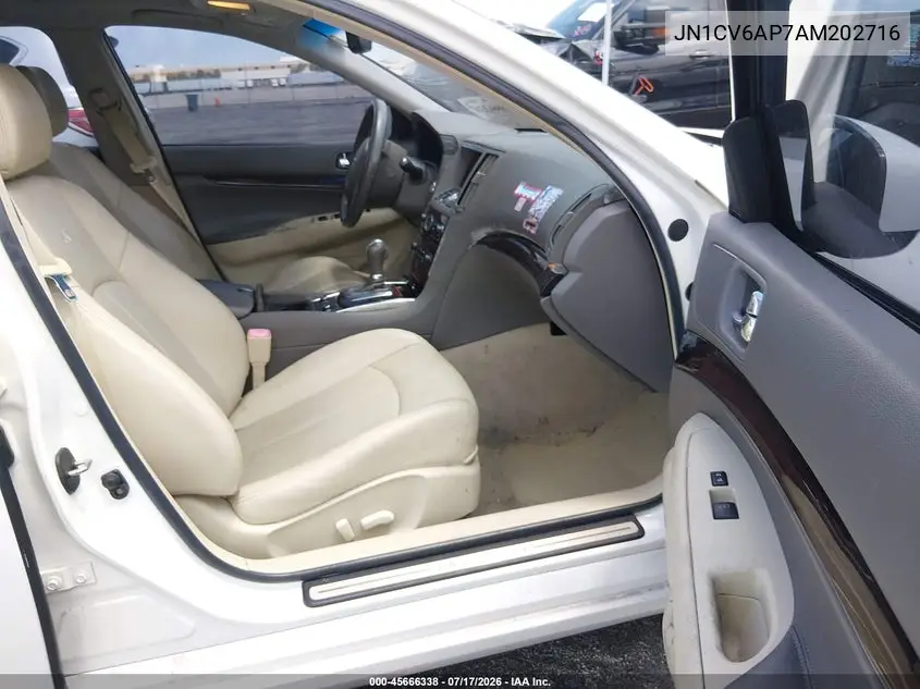 2010 Infiniti G37 Journey VIN: JN1CV6AP7AM202716 Lot: 45666338