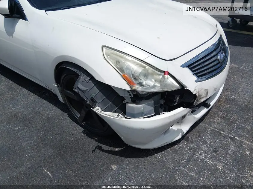 2010 Infiniti G37 Journey VIN: JN1CV6AP7AM202716 Lot: 45666338