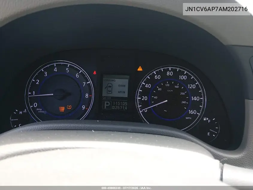2010 Infiniti G37 Journey VIN: JN1CV6AP7AM202716 Lot: 45666338