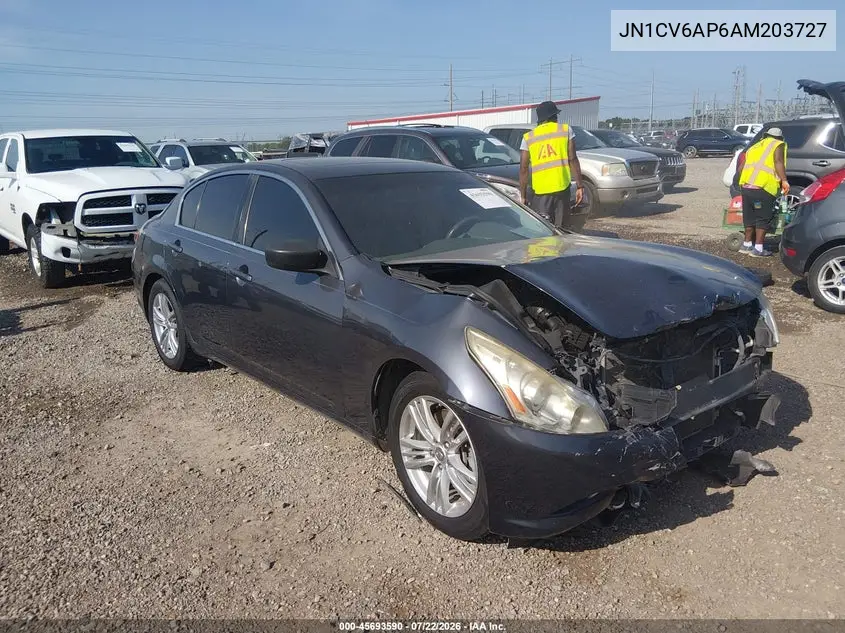 2010 Infiniti G37 Journey VIN: JN1CV6AP6AM203727 Lot: 45693590
