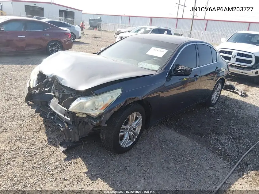 2010 Infiniti G37 Journey VIN: JN1CV6AP6AM203727 Lot: 45693590
