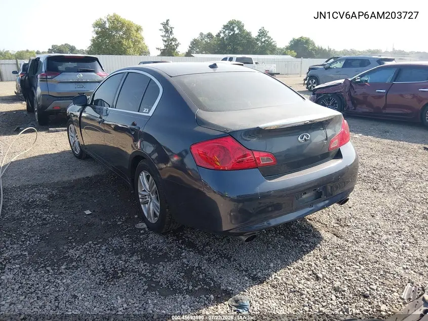2010 Infiniti G37 Journey VIN: JN1CV6AP6AM203727 Lot: 45693590